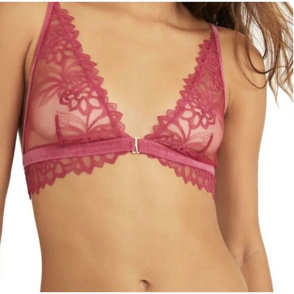 Free People Amelie Lace Bralette Size XS In Vivacious Pink - Picture 1 of 10
